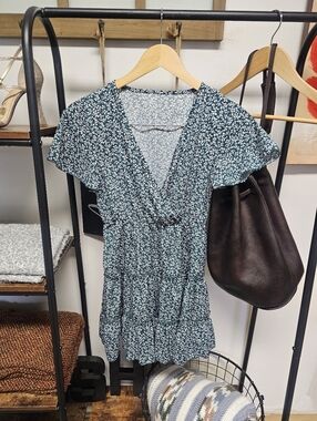 Boutique Green Floral Mini Dress